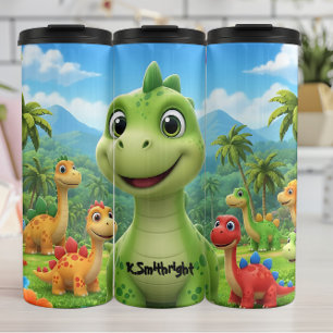 Termo Dinosaurios de dibujos animados amistosos paraíso