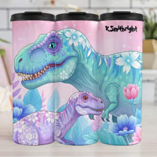 Termo Dinosaurios Florales Belleza Flor Pastel