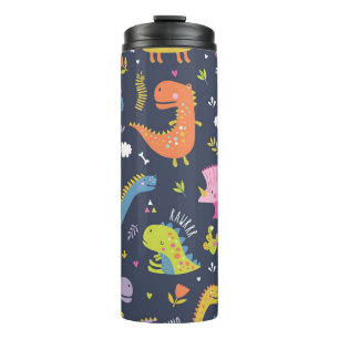 Termo Dinosaurios infantiles: Colorido patrón de cosecha