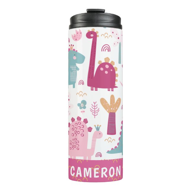 Termo Dinosaurios rosados personalizados (Anverso)