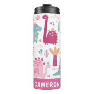 Termo Dinosaurios rosas pequeños personalizados