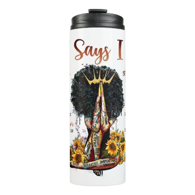 Termo Dios dice que soy cristiana Melanin Sista negra (Anverso)