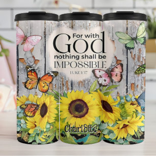 Termo Dios nada imposible: mariposas girasoles