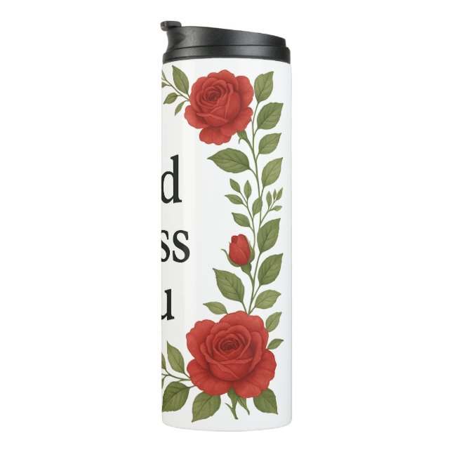 Termo Dios te bendiga Rosa floral religiosa (Rotado hacia la derecha)