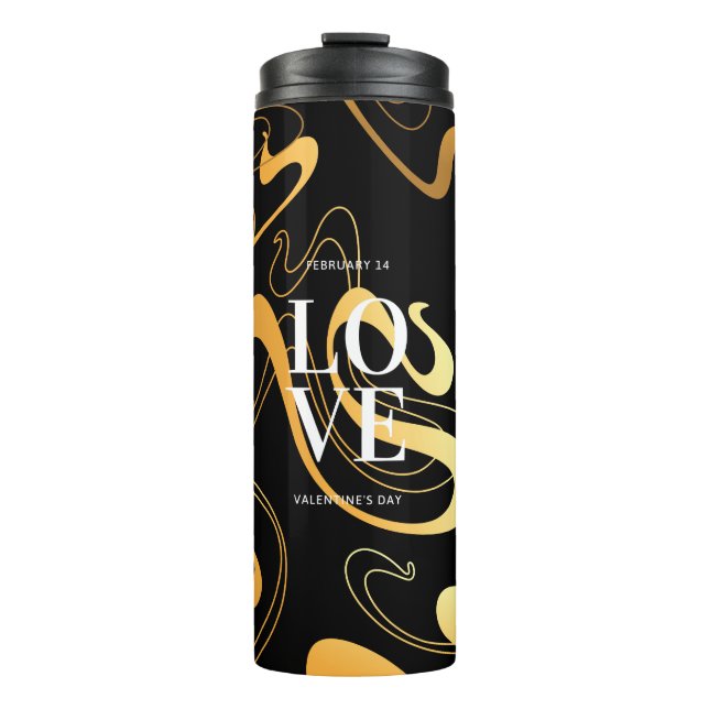 Termo Diseño abstracto clásico amarillo y negro (Anverso)