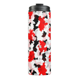 Termo Diseño abstracto de camo blanco rojo