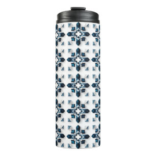 Termo Diseño abstracto geométrico en azul y blanco