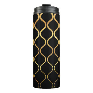 Termo Diseño abstracto negro, dorado, fresco, moderno, r