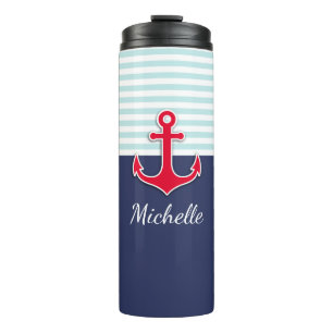 Termo Diseño azul de la Marina Náutica Guay personalizad
