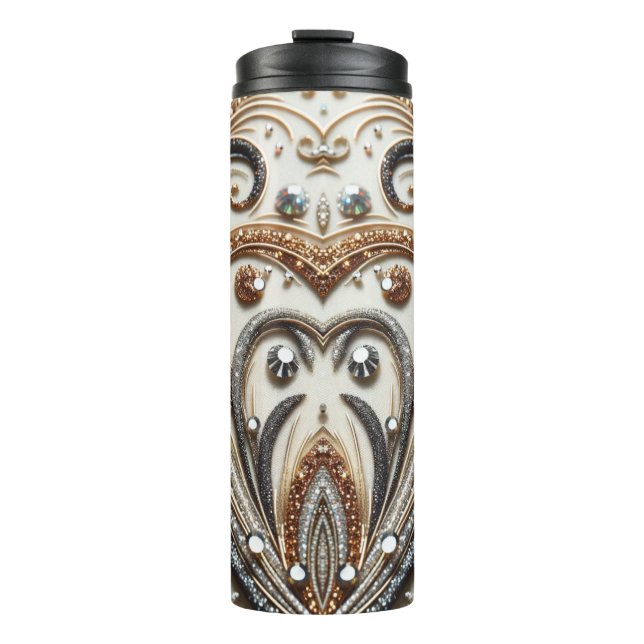 Termo Diseño barroco glamuroso con piedras de Purpurina  (Anverso)