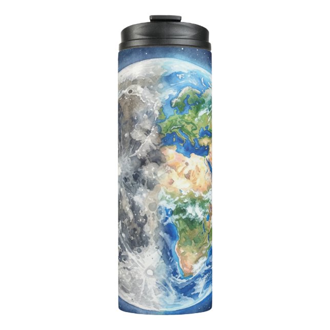 Termo Diseño Celestial de Galaxia de Acuarela de Tierra  (Anverso)