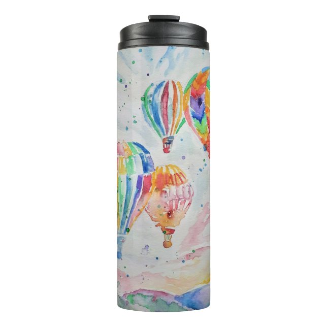 Termo Diseño de acuarela en globo aerostático colorido (Anverso)