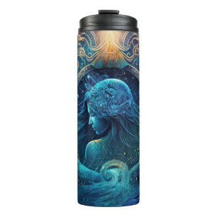 Termo Diseño de Acuario Signo del Zodiaco en Acuarela
