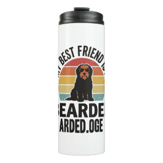 Termo Diseño de amante de perro Collie barbudo puesta de