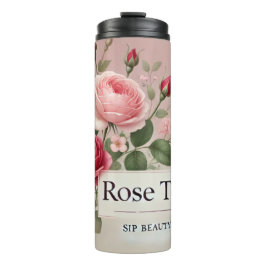 Termo Diseño de arte de IA de Té de Rosa