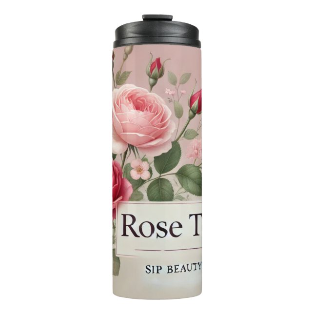 Termo Diseño de arte de IA de Té de Rosa  (Anverso)