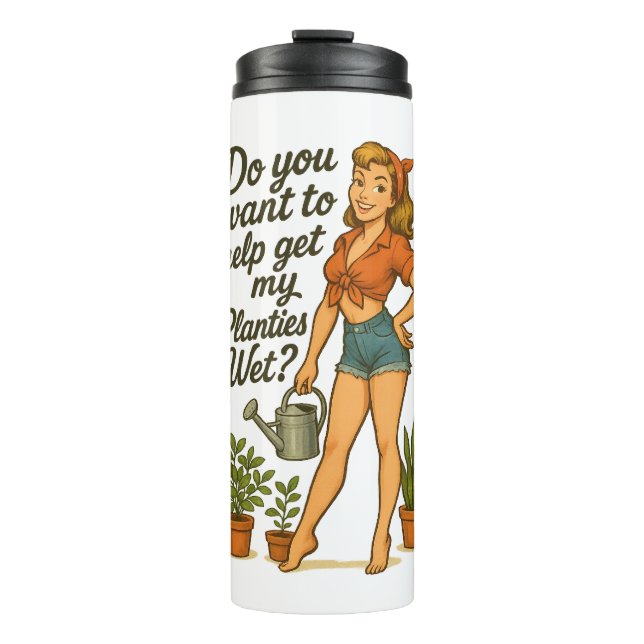 Termo Diseño de broma de jardinero pin-up descarado (Anverso)