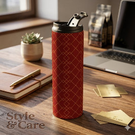 Termo Diseño de caja geométrica dorada elegante rojo int