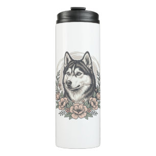 Termo Diseño de camisa de retrato floral Husky Vintage_1