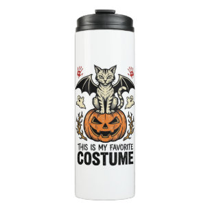 Termo Diseño de camiseta de disfraz de gato de calabaza