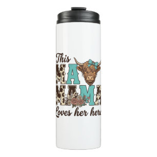Termo Diseño de camiseta de vaca de las Highlands Mama a