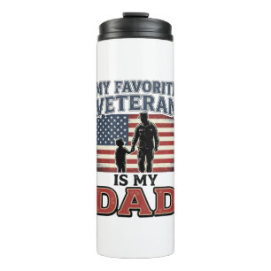 Termo Diseño de camiseta patriótica Mi padre es mi veter