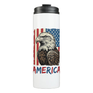 Termo Diseño de camiseta patriótica Vintage Eagle Americ