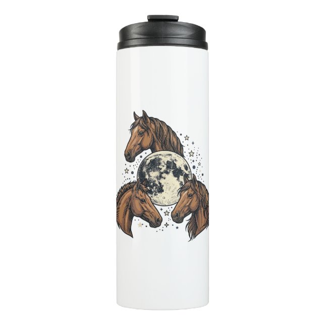 Termo Diseño de camiseta vectorial de caballo luna graba (Anverso)