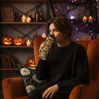 Termo Diseño de cara de calabaza inflada de Halloween