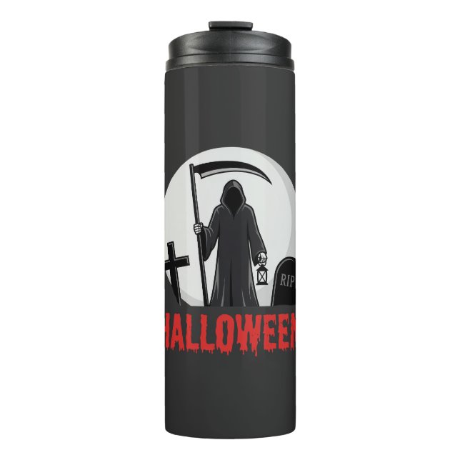 Termo Diseño de cementerio de la Parca de Halloween (Anverso)