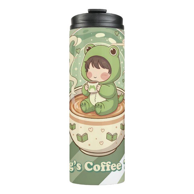 Termo Diseño de Cuento de Café de Rana Adorable (Anverso)