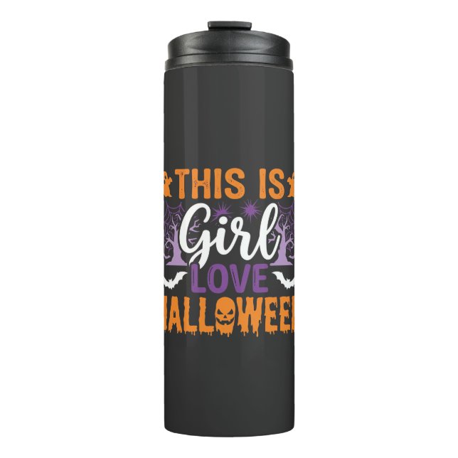 Termo Diseño de fantasma de Halloween de chica_1 (Anverso)