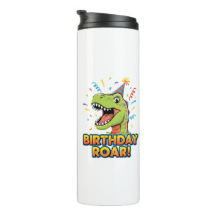 Termo Diseño de fiesta de cumpleaños de dinosaurio adora