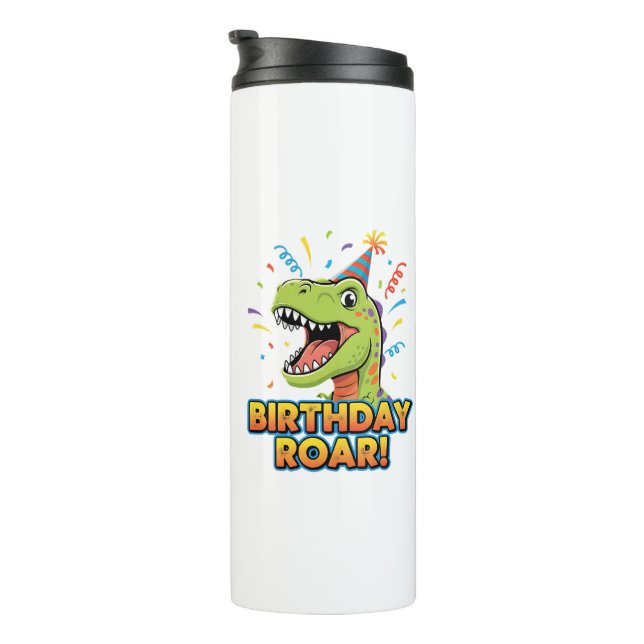 Termo Diseño de fiesta de cumpleaños de dinosaurio adora (Rotado hacia la derecha)