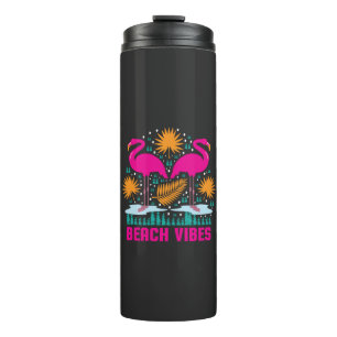 Termo Diseño de Flamencos Rosas Beach Vibes