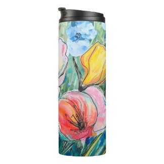 Termo Diseño de flores en pastel suave