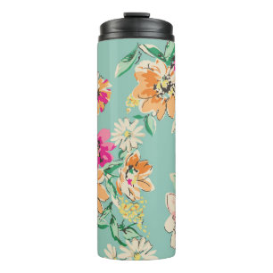 Termo Diseño de flores esbozadas en colores brillantes -
