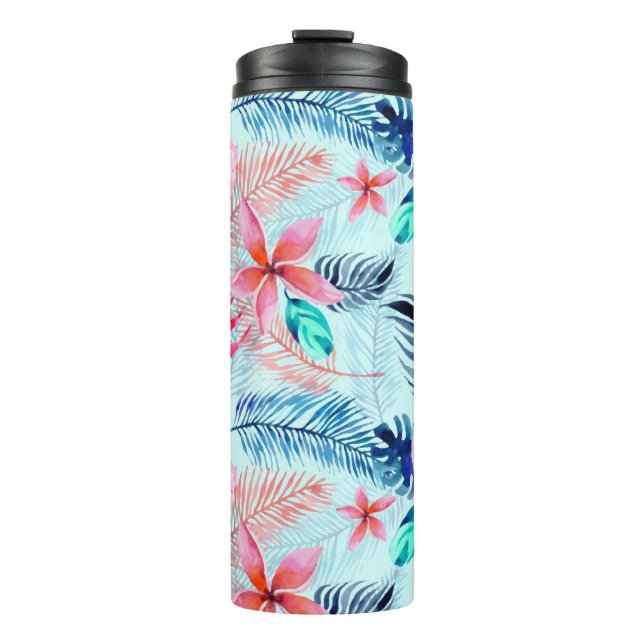 Termo Diseño de flores tropicales rosadas (Anverso)