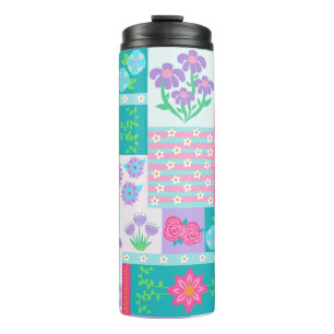 Termo Diseño de flores vibrantes en flor