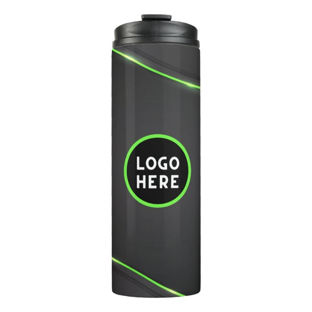 Termo Diseño de fluido abstracto negro y verde | Agregar (Anverso)