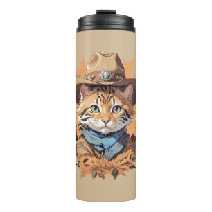 Termo Diseño de gatito vaquero vintage