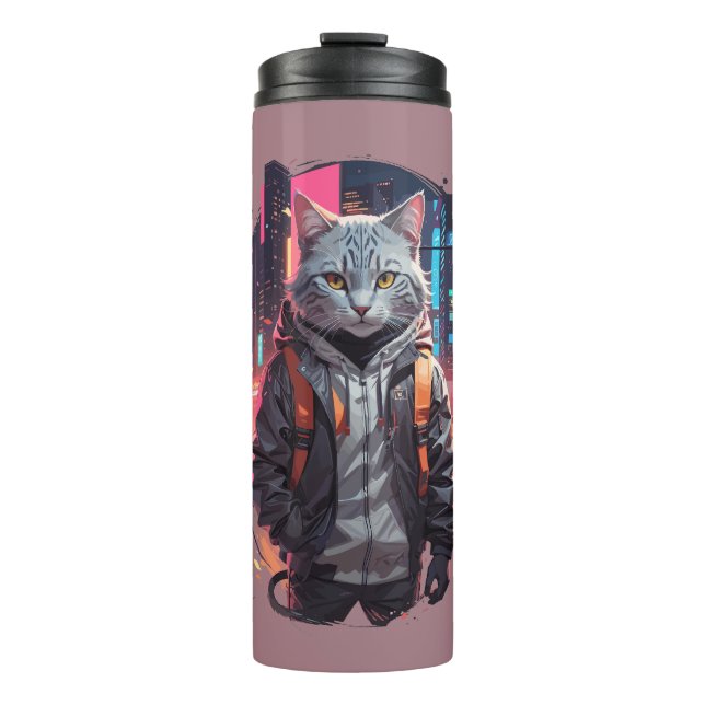 Termo Diseño de gato callejero urbano (Anverso)