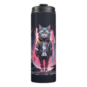 Termo Diseño de gato lindo y elegante