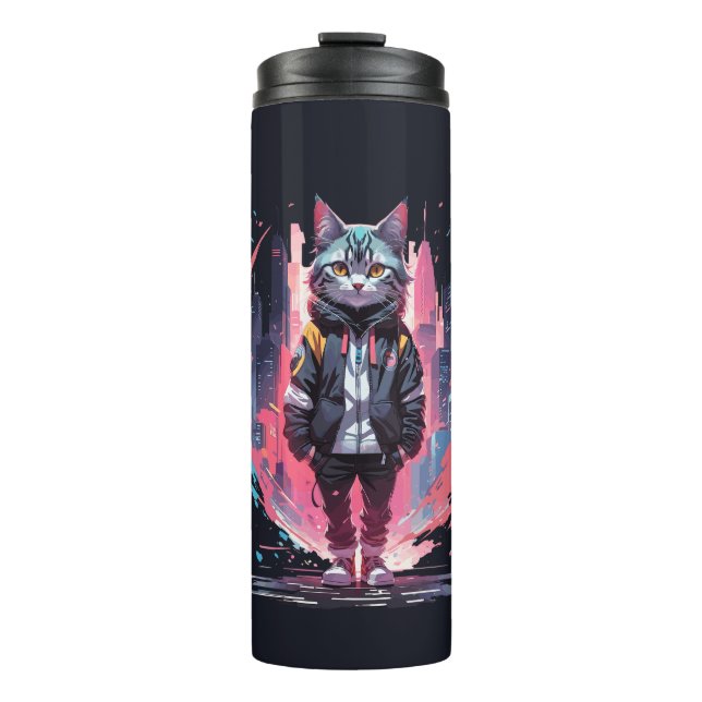 Termo Diseño de gato lindo y elegante (Anverso)