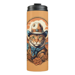 Termo Diseño de Gato Vaquero Antiguo