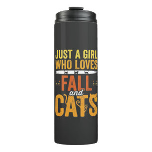 Termo Diseño de Halloween Chica Amante Gatos Otoño