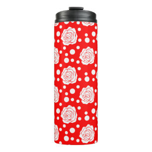 Termo Diseño de Ilustracion floral con puntos de polka b