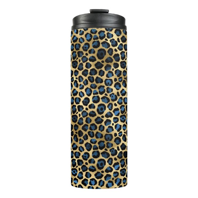 Termo Diseño de la serie Leopardo Azul y Oro 4 (Anverso)