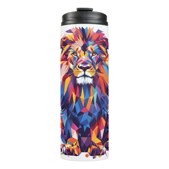 Termo Diseño de leones geométricos coloridos (Anverso)