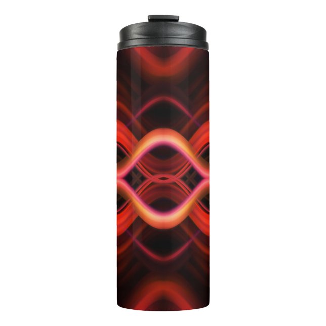 Termo Diseño de líneas onduladas geométricas rojas. (Anverso)